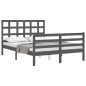 vidaXL Massivholzbett mit Kopfteil Grau 140x200 cm vidaXL Massivholzbett mit Kopfteil Grau 140x200 cm