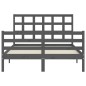 vidaXL Massivholzbett mit Kopfteil Grau 140x200 cm vidaXL Massivholzbett mit Kopfteil Grau 140x200 cm