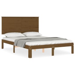 vidaXL Massivholzbett mit Kopfteil Honigbraun 140x200 cm