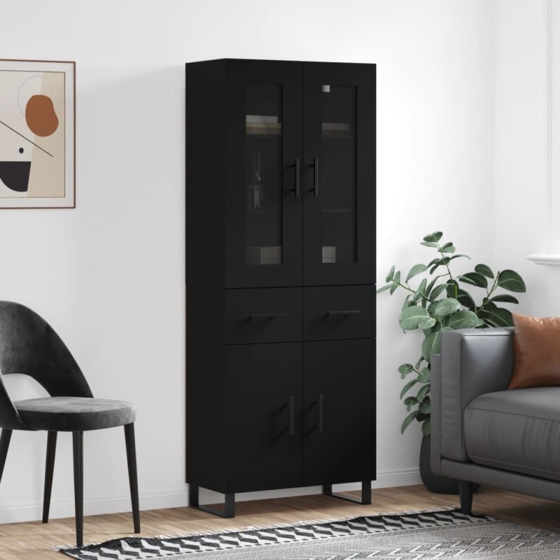 Highboard Schwarz 69,5x34x180 cm Holzwerkstoff Highboard Schwarz 69,5x34x180 cm Holzwerkstoff
