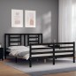 vidaXL Massivholzbett mit Kopfteil Schwarz vidaXL Massivholzbett mit Kopfteil Schwarz