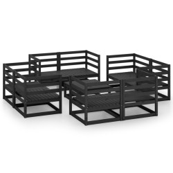 vidaXL 9-tlg. Garten-Lounge-Set Schwarz Massivholz Kiefer