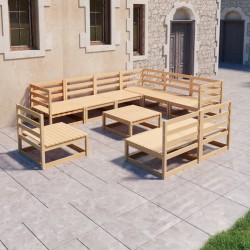 vidaXL 10-tlg. Garten-Lounge-Set Massivholz Kiefer