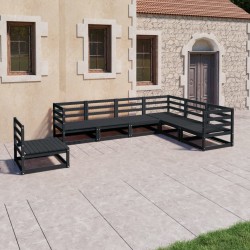vidaXL 7-tlg. Garten-Lounge-Set Schwarz Massivholz Kiefer