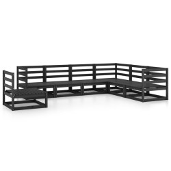 vidaXL 7-tlg. Garten-Lounge-Set Schwarz Massivholz Kiefer