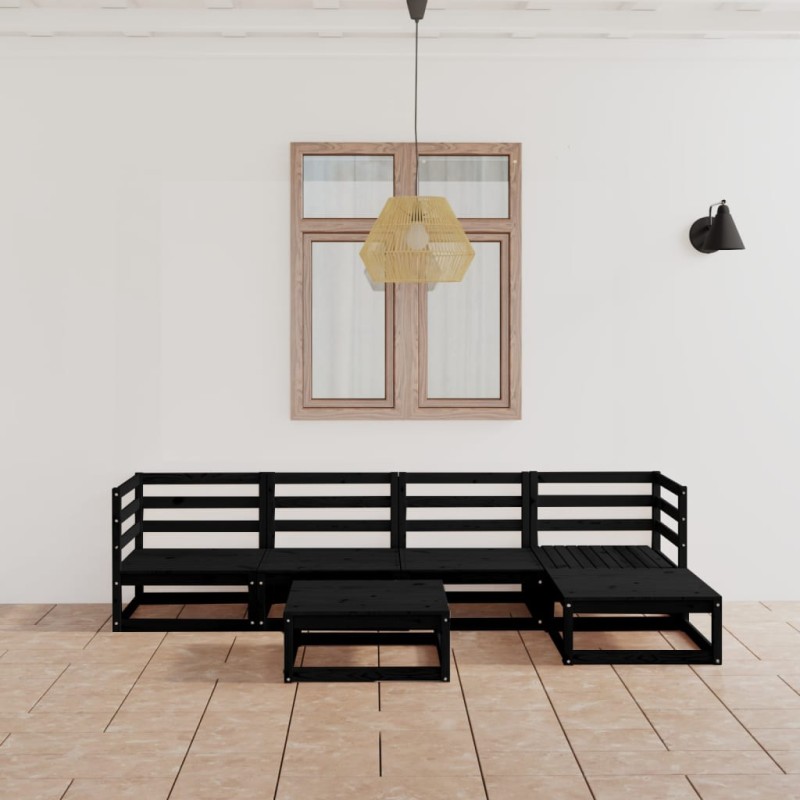 vidaXL 6-tlg. Garten-Lounge-Set Schwarz Massivholz Kiefer vidaXL 6-tlg. Garten-Lounge-Set Schwarz Massivholz Kiefer