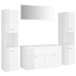 vidaXL Badmöbel-Set Hochglanz-Weiß Holzwerkstoff