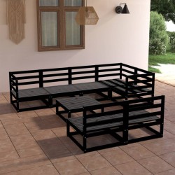 vidaXL 8-tlg. Garten-Lounge-Set Schwarz Massivholz Kiefer