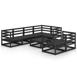 vidaXL 8-tlg. Garten-Lounge-Set Schwarz Massivholz Kiefer