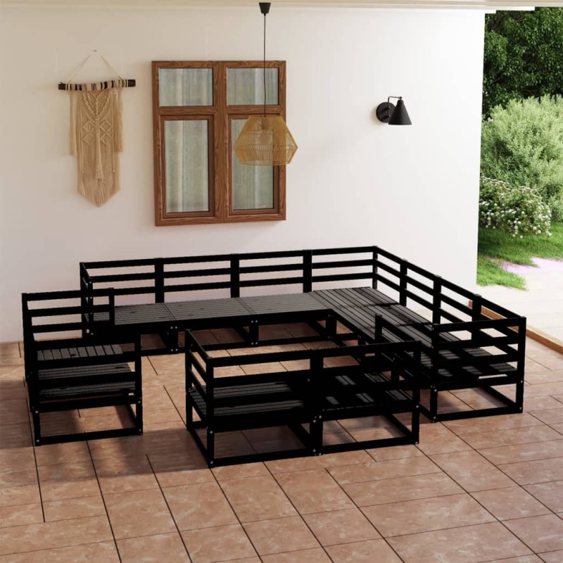 vidaXL 11-tlg. Garten-Lounge-Set Schwarz Massivholz Kiefer vidaXL 11-tlg. Garten-Lounge-Set Schwarz Massivholz Kiefer