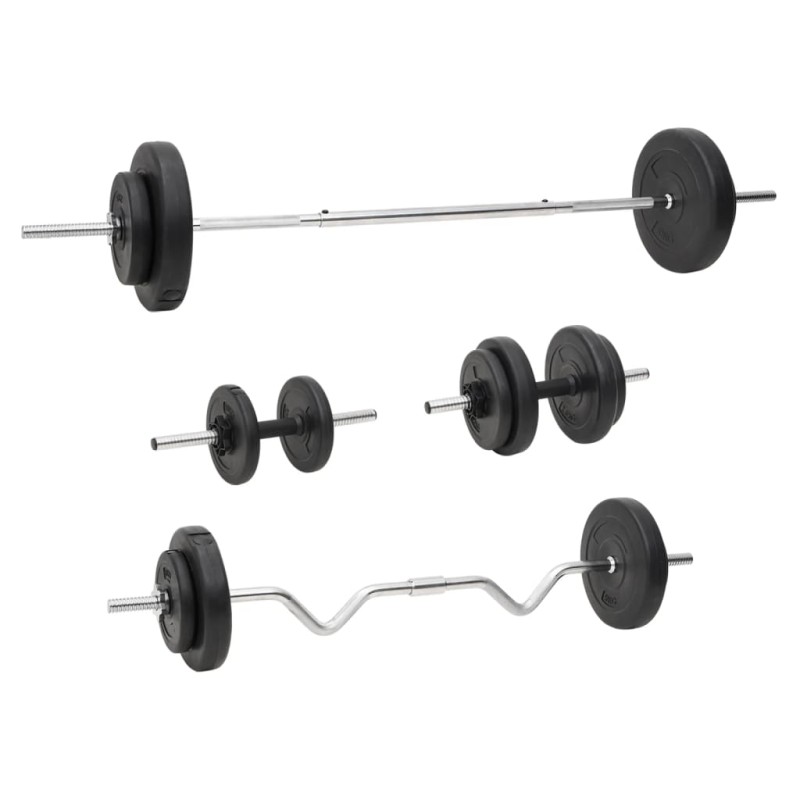 vidaXL Langhantel und Kurzhantel mit Gewichten 60 kg vidaXL Langhantel und Kurzhantel mit Gewichten 60 kg