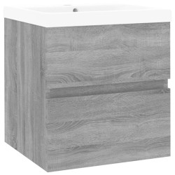 vidaXL Waschbeckenschrank mit Einbaubecken Grau Sonoma Holzwerkstoff