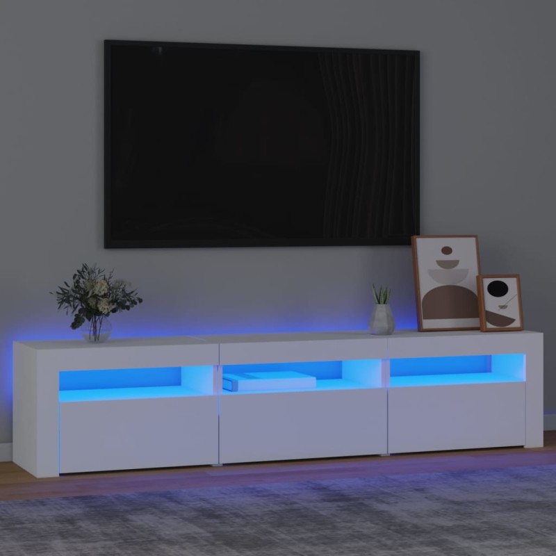 vidaXL TV-Schrank mit LED-Leuchten Weiß 180x35x40 cm vidaXL TV-Schrank mit LED-Leuchten Weiß 180x35x40 cm