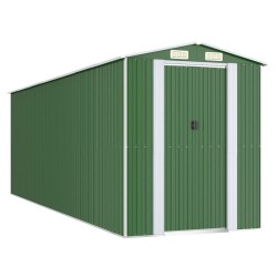 vidaXL Geräteschuppen Grün 192x606x223 cm Verzinkter Stahl