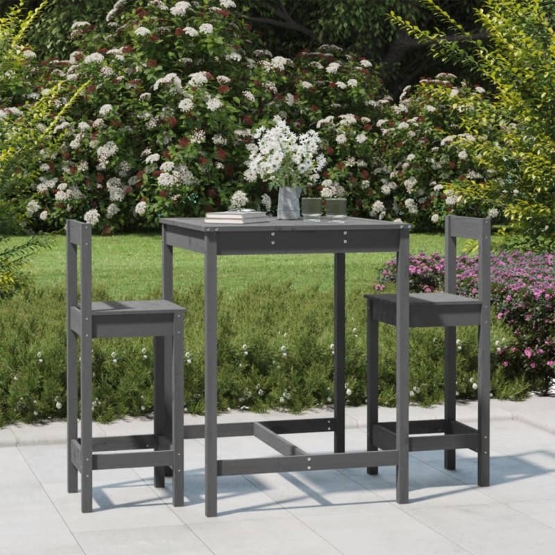 vidaXL 3-tlg. Gartenbar-Set Grau Massivholz Kiefer vidaXL 3-tlg. Gartenbar-Set Grau Massivholz Kiefer