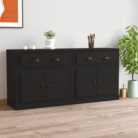 vidaXL Sideboards 2 Stk. Schwarz Holzwerkstoff
