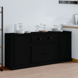 vidaXL Sideboards 3 Stk. Schwarz Holzwerkstoff