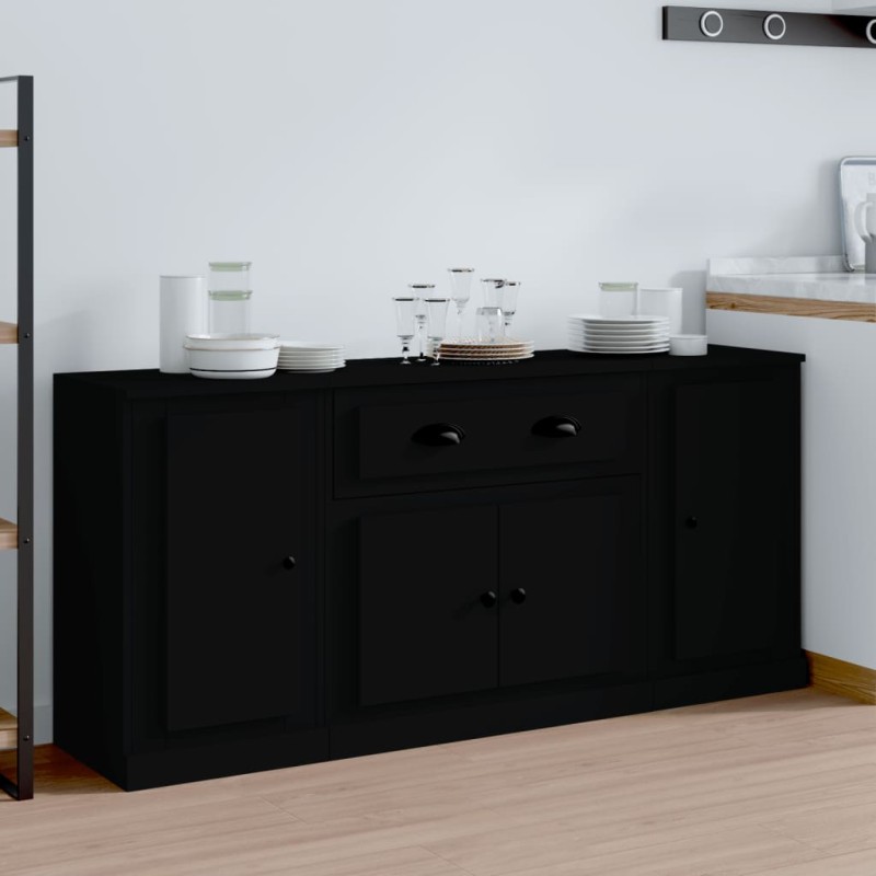 vidaXL Sideboards 3 Stk. Schwarz Holzwerkstoff vidaXL Sideboards 3 Stk. Schwarz Holzwerkstoff