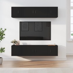 vidaXL 6-tlg. TV-Schrank-Set Schwarz Holzwerkstoff