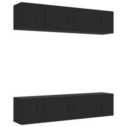 vidaXL 6-tlg. TV-Schrank-Set Schwarz Holzwerkstoff