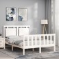 vidaXL Massivholzbett mit Kopfteil Weiß 140x190 cm vidaXL Massivholzbett mit Kopfteil Weiß 140x190 cm