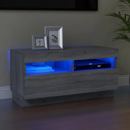 vidaXL TV-Schrank mit LED-Leuchten Grau Sonoma 80x35x40 cm