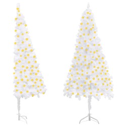 vidaXL Künstlicher Eck-Weihnachtsbaum mit Beleuchtung Weiß 150 cm PVC