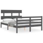 vidaXL Massivholzbett mit Kopfteil Grau 140x190 cm vidaXL Massivholzbett mit Kopfteil Grau 140x190 cm