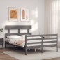 vidaXL Massivholzbett mit Kopfteil Grau 140x190 cm vidaXL Massivholzbett mit Kopfteil Grau 140x190 cm