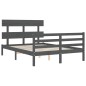 vidaXL Massivholzbett mit Kopfteil Grau 140x190 cm vidaXL Massivholzbett mit Kopfteil Grau 140x190 cm