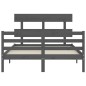 vidaXL Massivholzbett mit Kopfteil Grau 140x190 cm vidaXL Massivholzbett mit Kopfteil Grau 140x190 cm