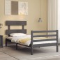 vidaXL Massivholzbett mit Kopfteil Grau 90x200 cm vidaXL Massivholzbett mit Kopfteil Grau 90x200 cm