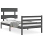 vidaXL Massivholzbett mit Kopfteil Grau 90x200 cm vidaXL Massivholzbett mit Kopfteil Grau 90x200 cm