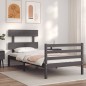 vidaXL Massivholzbett mit Kopfteil Grau 90x200 cm vidaXL Massivholzbett mit Kopfteil Grau 90x200 cm