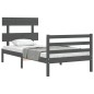 vidaXL Massivholzbett mit Kopfteil Grau 90x200 cm vidaXL Massivholzbett mit Kopfteil Grau 90x200 cm
