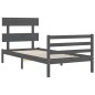 vidaXL Massivholzbett mit Kopfteil Grau 90x200 cm vidaXL Massivholzbett mit Kopfteil Grau 90x200 cm