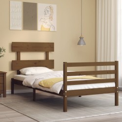 vidaXL Massivholzbett mit Kopfteil Honigbraun 100x200 cm