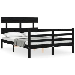vidaXL Massivholzbett mit Kopfteil Schwarz 120x200 cm