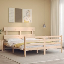 vidaXL Massivholzbett mit Kopfteil 160x200 cm
