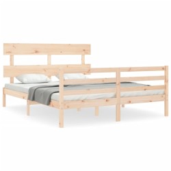 vidaXL Massivholzbett mit Kopfteil 160x200 cm
