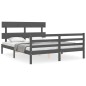 vidaXL Massivholzbett mit Kopfteil Grau 160x200 cm vidaXL Massivholzbett mit Kopfteil Grau 160x200 cm