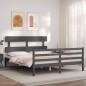 vidaXL Massivholzbett mit Kopfteil Grau 160x200 cm vidaXL Massivholzbett mit Kopfteil Grau 160x200 cm