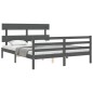 vidaXL Massivholzbett mit Kopfteil Grau 160x200 cm vidaXL Massivholzbett mit Kopfteil Grau 160x200 cm