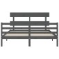 vidaXL Massivholzbett mit Kopfteil Grau 160x200 cm vidaXL Massivholzbett mit Kopfteil Grau 160x200 cm