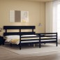 vidaXL Massivholzbett mit Kopfteil Schwarz 200x200 cm vidaXL Massivholzbett mit Kopfteil Schwarz 200x200 cm