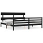 vidaXL Massivholzbett mit Kopfteil Schwarz 200x200 cm vidaXL Massivholzbett mit Kopfteil Schwarz 200x200 cm