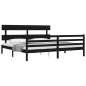 vidaXL Massivholzbett mit Kopfteil Schwarz 200x200 cm vidaXL Massivholzbett mit Kopfteil Schwarz 200x200 cm