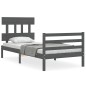 vidaXL Massivholzbett mit Kopfteil Grau 90x200 cm vidaXL Massivholzbett mit Kopfteil Grau 90x200 cm