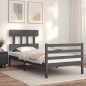 vidaXL Massivholzbett mit Kopfteil Grau 90x200 cm vidaXL Massivholzbett mit Kopfteil Grau 90x200 cm