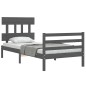 vidaXL Massivholzbett mit Kopfteil Grau 90x200 cm vidaXL Massivholzbett mit Kopfteil Grau 90x200 cm